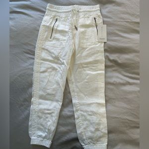 Athleta white Cabo linen joggers